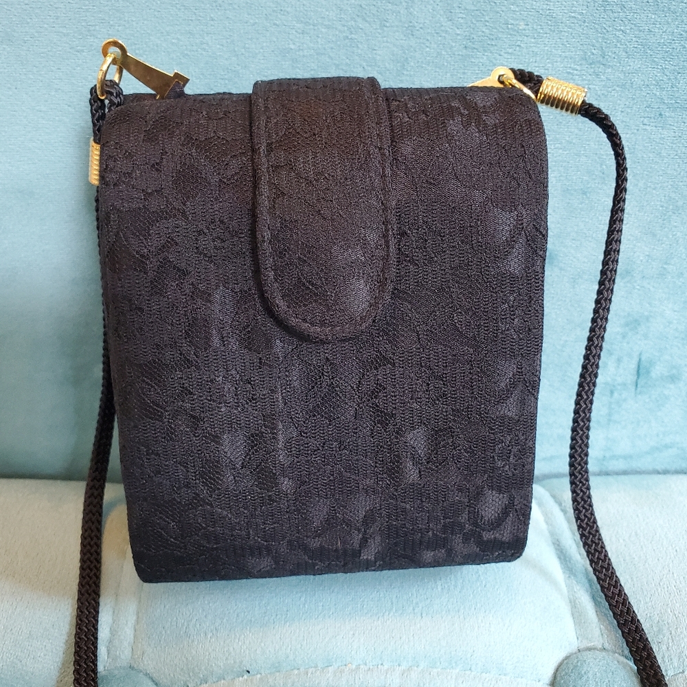 Structured Box - Cocktail Purse - With Black Lace Overlay